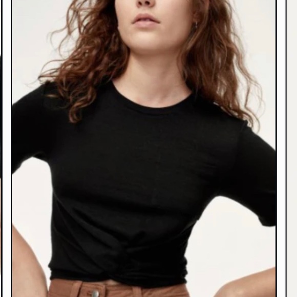 Aritzia Wilfred Subah twist front crop tee black - Picture 2 of 4